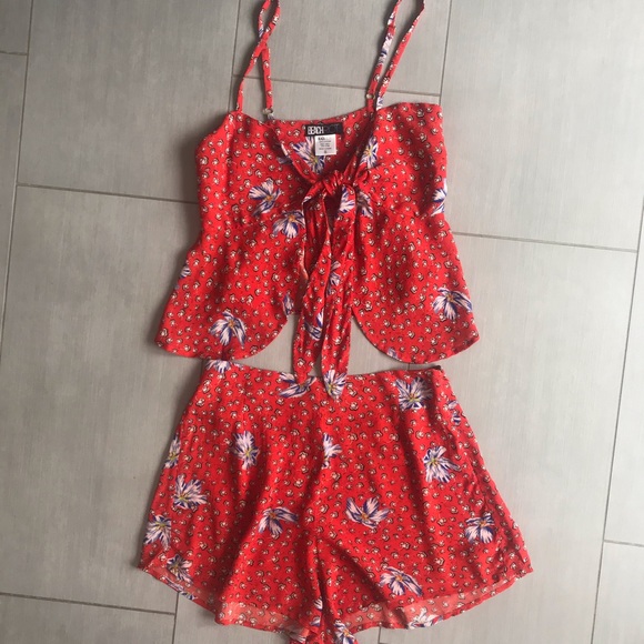Beach Riot Tops - NWOT | Beach Riot | Red & Blue Floral Top + Shorts